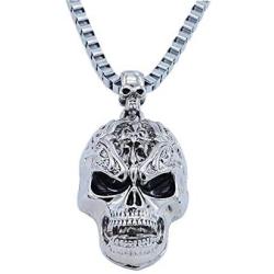 JczR.Y Vintage Skull Pendant Necklace Stainless Steel Gothic Skeleton Necklace for Men Women Punk Jewelry Gift