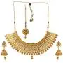 Crunchy Fashion Bollywood Style Traditional Indian Wedding Jewelry Necklace Earring with Maang Tikka Set for Women Girls