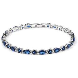 Shop LC Delivering Joy Silvertone Marquise Blue Cubic Zirconia CZ Line Tennis Bracelet Women Jewelry for Gifts Fashion 8'' Cttw 7