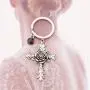 SEIRAA Rose Cross Keychain with 12 Birthstones Jewelry Memorial Gifts Baptism First Communion Key Ring SEIRAA Rose Cross Keychain with 12 Birthstones Jewelry Memorial Gifts Baptism First Communion Key Ring
