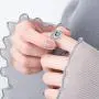 CUOKA MIRACLE Moon Ring, S925 Sterling Silver Crescent Moon Ring Open Ring Adjustable Ring Gift for Women