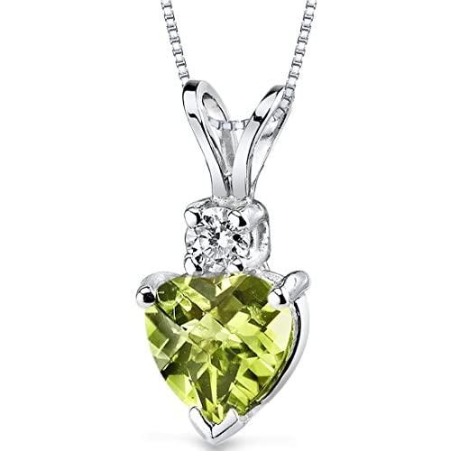 14 Karat White Gold Heart Shape 1.00 Carats Peridot Diamond Pendant 14 Karat White Gold Heart Shape 1.00 Carats Peridot Diamond Pendant