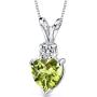 14 Karat White Gold Heart Shape 1.00 Carats Peridot Diamond Pendant 14 Karat White Gold Heart Shape 1.00 Carats Peridot Diamond Pendant