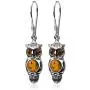 Sterling Silver Amber Owl Earrings Pendant Set Necklace 18 Inches Sterling Silver Amber Owl Earrings Pendant Set Necklace 18 Inches