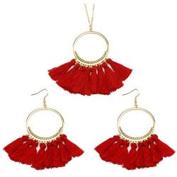Manfnee Tassel Bohemian Earring Alloy Dangle&Drop Leather Teardrop Wood Earrings Jewelry Women