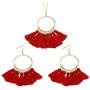 Manfnee Tassel Bohemian Earring Alloy Dangle&Drop Leather Teardrop Wood Earrings Jewelry Women