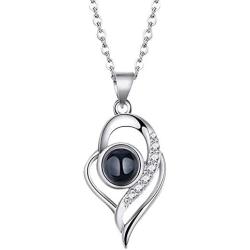 Aumiso Heart Pendant Necklace for Woman Crystal Evil Eyes Bracelet and Ring Birthday Gift for Best Friend Love Stone Projective I Love You in 100 Different Languages