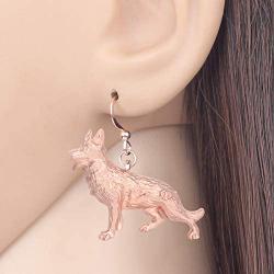 DUOWEI German Shepherd Dog Earrings Vintage Dangle Jewelry Charms Gifts | Silver Rose-gold And Gold Plated