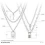 BVROSKI Chains Necklace for Eboy Egirl Men Male Emo Goth Women Teen Girls Boys,2 Layered Lock Key Pendants Necklaces Set,Stainless Steel Jewelry Pack for Pants Punk Play