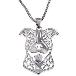 Pit Bull Dog Sterling Silver Necklace Dangle Earrings Set by Ginger Lyne Ears Down Puppy Dog Pet Pendant Box Chain Doggie Animal Paw Print Heart Jewelry for Pit Mom Women Girls Teens