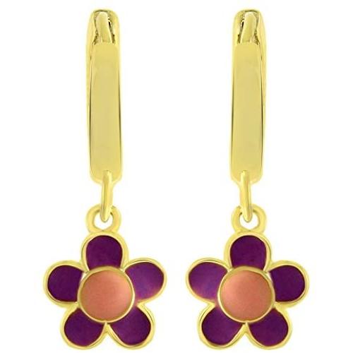 AFFY Jewelry Multi Enamel Flower Drop Earrings in 925 Sterling Silver