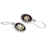 Amber Sterling Silver Cameo Rose Flower Oval Earrings