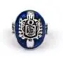 XCFS Antique Silver Plated Engraved Vampire Diaries Merchandise Band Ring Damon Salvatore Blue Stone Pattern Souvenir Daylight Mens Rings,Size6-12