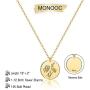 MONOOC Birth Flower Necklace, 14K Gold Plated Birth Month Floral Necklace Minimalist Dainty Disc Pendant Birthflower Disk Charm Necklace Jewelry Personalized Mothers Day Bridesmaid Gifts for Her