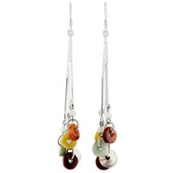NOVICA .925 Sterling Silver Jade and Rainbow Moonstone Waterfall Earrings, Between Nations