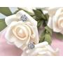 Rose Stud Earrings - Sterling Silver Hypoallergenic Cubic Zirconia Rose Flower Post Earrings Round CZ Rose Studs Earrings for Women Girls