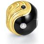 NINAQUEEN Tai Chi Valentines Day Charms Gifts 925 Sterling Silver Gold Plated Black Enamel Bead Charms with 5A Cubic Zirconia Chinese Elements Charms for Bracelets Necklaces