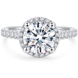 HAFEEZ CENTER 14K Solid White Gold 2ct Round Brilliant Cut DEF Color Moissanite Engagement Ring