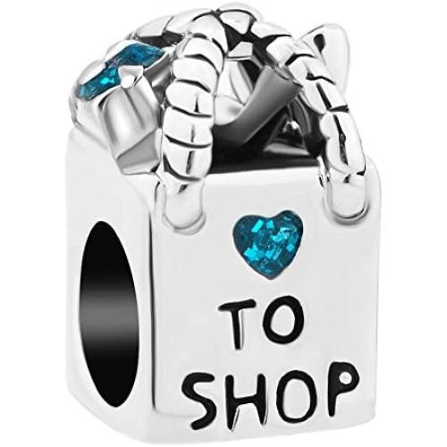 SexyMandala Fashion to Shop Womens Shopping Bag Heart Birthstone Charms for European Bracelet