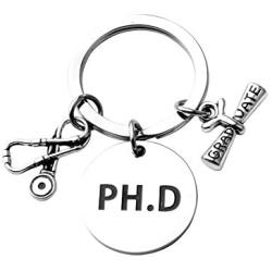 ENSIANTH PhD Gift Nurse Graduation Keychain PhD Jewelry Biology Gift Doctor of Philosophy Keychain