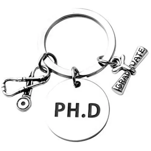 ENSIANTH PhD Gift Nurse Graduation Keychain PhD Jewelry Biology Gift Doctor of Philosophy Keychain