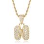 Fiasaso 14K Gold Plated A-Z Letter Necklace for Men Women CZ Bubble Initial Pendant Hip Hop Necklace Rope Chain 23''