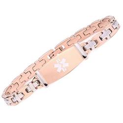 linnalove Lady Medical Alert id Bracelets-Stainless Steel Medical Bracelets for Women-7.5''