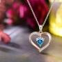 ✦Gifts for Mothers Day✦ Forever Love Heart Necklace Jewelry 18K White Gold/ Rose Gold Plated 925 Sterling Silver Birthstone Pendant Necklace with 5A Cubic Zirconia Birthday Gifts for Women and Girls