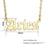 2Pcs Old English Zodiac Necklaces, 18K Gold Silver 12 Constellation Pendant Necklace for Women Girls, Horoscope Astrology Letter Necklace Birthday Gift