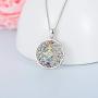 YAFEINI Chakra Necklace Yoga Open Lotus Flower Mandala Pendant Crystal Necklace 925 Sterling Silver Jewelry Gifts Spiritual Gifts for Women Girls