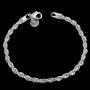 Greendou Fashion Jewelry 925 Sterling Silver 4 mm Twisted French Rope Chain Bracelet Size 8 inches