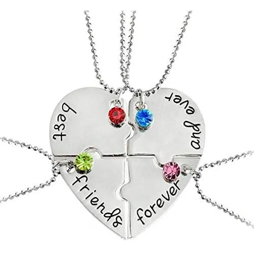 SIVITE Best Friends Forever and Ever Necklace with Crystal Broken Heart Charm Pendant Set Friendship Necklace