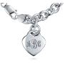Bling Jewelry Personalized Engrave Solid Heart Shape Charm Tag Bracelet for Women Teen 7.5 8 Inch 925 Sterling Silver Heavy Rolo Chain