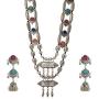 Zephyrr Afghani/Turkish Necklace Earrings Set Silver Tone Casual Daily Wear Statement Jewelry for Women JAN-1976