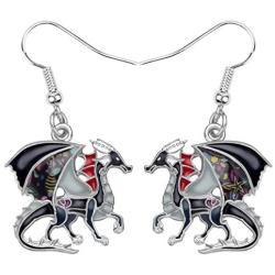 Enamel Alloy Dinosaur Fantasy Dragon Earrings Drop Dangle Unique Animal Jewelry For Women Kids