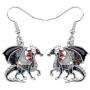 Enamel Alloy Dinosaur Fantasy Dragon Earrings Drop Dangle Unique Animal Jewelry For Women Kids