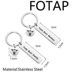 FOTAP Yoda Best Daddy Yoda Best Mommy Keychain Set Daddy Mommy Gift Family Set Jewelry Birthday Present For Daddy Mommy