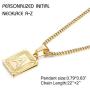FUNRUN JEWELRY Stainless Steel Initial Pendant Necklace for Men Women Gold Plated Square Letter Pendant Necklace Alphabet 26 A-Z