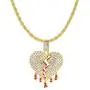 Mens Bling Iced Out Broken Heart Pendant Chain Fake Diamond Tennis Cuban with Heartbreaks 24 Inches