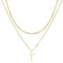 HAWSON Tiny Cross Necklace, 18K Gold Necklace for Girls, Imitation Pearls Cross Pendant, Layered Necklaces for Women, Dainty Necklace, Small Delicate Necklace, Charm Chokers for Lovers Gifts