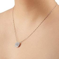 La4ve Diamonds 1/2 Carat Stunning Diamond, Pave-Set 925 Sterling Silver Round-Cut Diamond Cushion Halo Pendant Necklace (I-J, I2-I3) Real Diamonds for Women and Girls with Gift Box Included