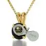 14k Yellow Gold Star of David Necklace Inscribed with Shema Yisrael in 24k Gold on Crystal, 18'' Gold Filled Chain - NanoStyle Jewelry