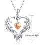 Angel Wing Heart Necklaces for Women 925 Sterling Silver Love Pendant Necklace with CZ Jewelry Gift for Mother/Wife/Sister