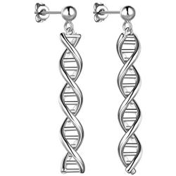 Beautlace DNA Double Helix Chemistry Science Molecule Biology Necklace and Earrings Jewelry Set Silver/18K Gold/Black Gun Plated Jewelry for Women and Girls