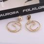 Women Jewelry Lucky Number Five Big Waves Circle Earrings with Pearl