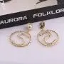 Women Jewelry Lucky Number Five Big Waves Circle Earrings with Pearl