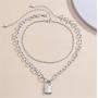 Lock Pendant Necklace Statement Long Chain Punk Multilayer Choker Necklace for Women Girls