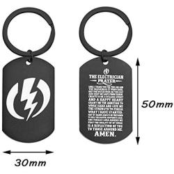 KUIYAI Electrician’s Prayer Dog Tag Necklace Keychain Lightning Bolt Necklace Keychain Lineman Gift for Dad Husband Boyfriend