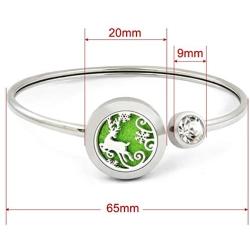 VENDAB Reindeer Bracelet Stainless Steel Magnetic Aromatherapy Essential Oils Diffuser Reindeer Bangle Jewelry: Calming Relaxation Christmas Holiday Bracelet for Women and Girls