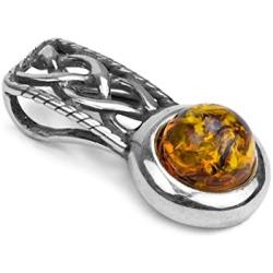 Ian and Valeri Co. Amber Sterling Silver Round Celtic Style Small Pendant